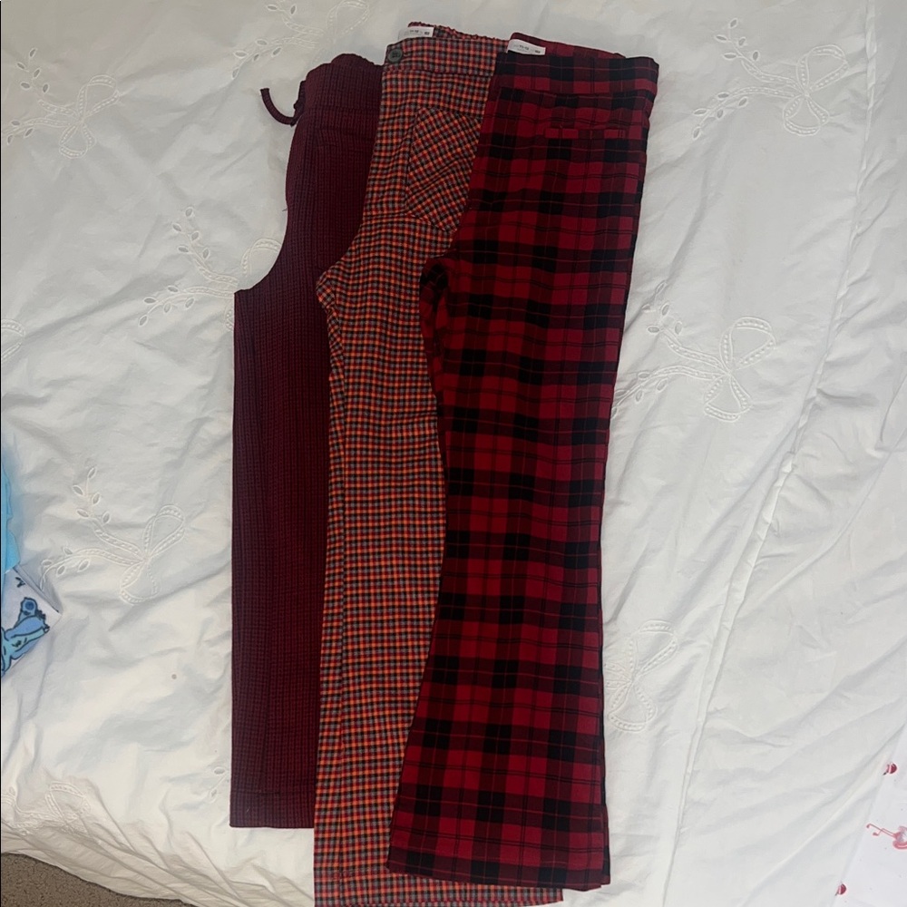 Zara Kids Red and Orange Checkered Joggers